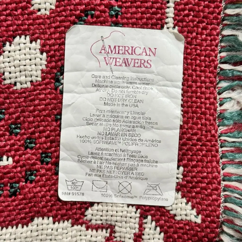Vintage 1990s American Weavers Christmas Tree Rocking Horse Woven Tapestry Throw